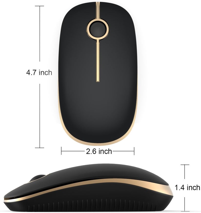 Unipows Wireless Mouse - 2.4G Slim Portable Computer Mouse with Nano Receiver, Less Noise Mobile Optical Mice for Notebook, PC, Laptop, Computer, Mac (Black and Gold) - Image 5